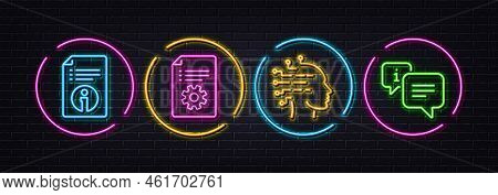 Technical Documentation, Artificial Intelligence And Technical Info Minimal Line Icons. Neon Laser 3