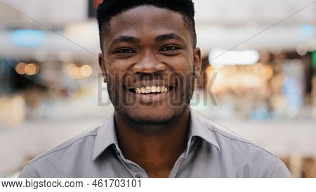 Male Portrait Close-up Young Surprised Amazed African American Man Feeling Shock Surprise Happy Guy 