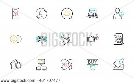 Refer Friend, Smile Face And Buying Line Icons For Website, Printing. Collection Of Dont Touch, Like