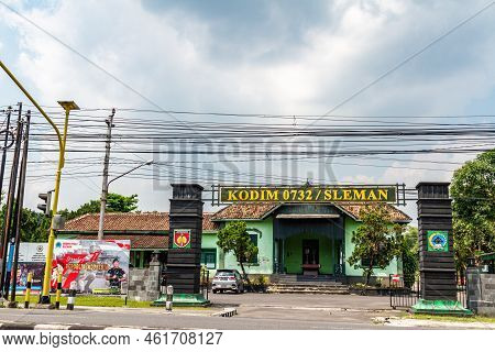 Sleman, Indonesia - September 13, 2022. Front View Of The Gate For The Exit Of The Military District