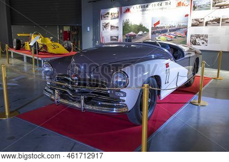 Moscow, Russia - August 17, 2022: Replica Of The  Soviet Roadster Of Pobeda-sport(1956). Exhibition 