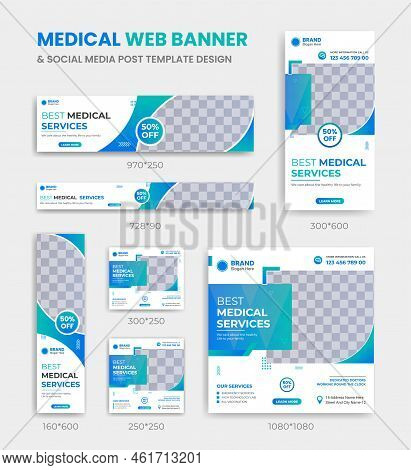 Medical Health Web Banner And Social Media Post Template Design Square And Horizontal Size