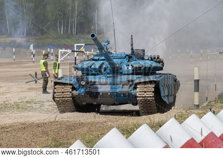 Moscow Region, Russia - August 19, 2022: Tank T-72b3 Of The Team Of The Republic Of Abkhazia On The 