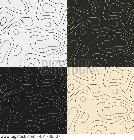 Topography Patterns. Seamless Elevation Map Tiles. Awesome Isoline Background. Vibrant Tileable Patt