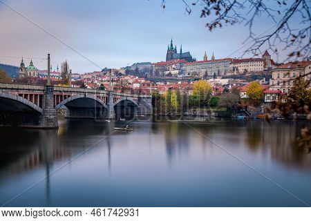 Manesuv Bridge At Dramatic Dawn, Prague Old Town, Czech Republic