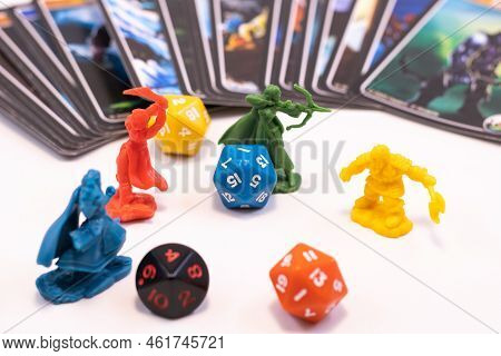 Role Play Game Figures Dices And Cards