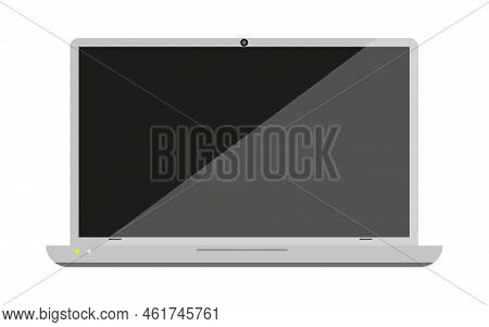 Laptop Notebook Open Layout Blank Screen Flat. Concept Mockup Desktop Gadget Freelance Game Mobile P