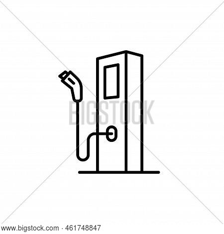 Plug-in Electric Vehicle Charging Line Icon, Charging Station Sign.