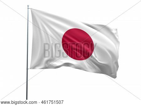 Japan Flag 3d Illustration Of The Waving National Flag With A White Isolated Background