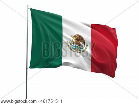Mexico Waving Flag, 3d Flag Illustration, Mexico National Flag With A White Isolated Background