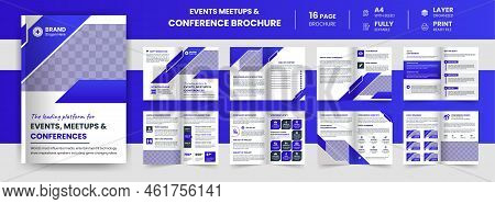 16 Page Modern Business Company Annual Report, Event Meetups, And Conference Brochure Design