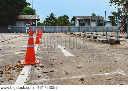Driving Test And Training Area With Simulate Test For Driving License. Driving School Practice Traff