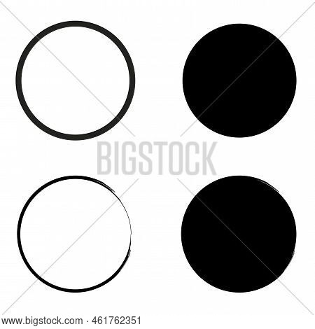 Line Art Brush Circles. Coffee Pattern. Round Frame Set. Round Shape. Stains From A Cup Of Coffee. V