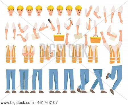 Man Builder Character Constructor With Body Part And Face Expression Vector Set