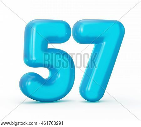 Blue Jelly Digit 57 Fifty Seven Isolated On White Background Jelly Colorful Alphabets Numbers For Ki