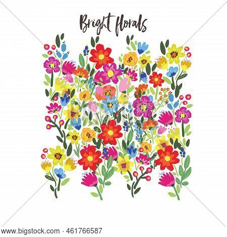 Vector Florals. Bright Flower Background. Bitanical Illustration