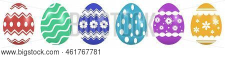 Easter Egg Vector Set. Colored Eggs With Different Pattern On White Isolated Background.
Six Happy E