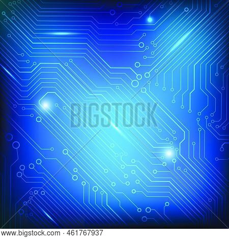 Circuit Board Technology On Blue Background Vector