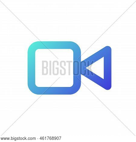 Video Call Pixel Perfect Gradient Linear Ui Icon. Videotelephony. Distant Conversation With Camera. 