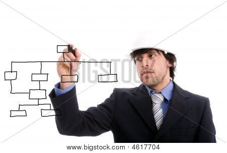 Nuoren yrityksen mies piirustus Dataflow