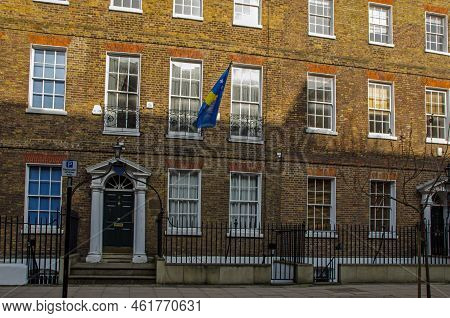 London, Uk - March 2022: Exterior Of The Kosovo Embassy On Doughty Street, Camden, London.
