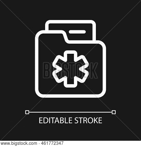 Medical History Pixel Perfect White Linear Ui Icon For Dark Theme. Patient Anamnesis. Vector Line Pi