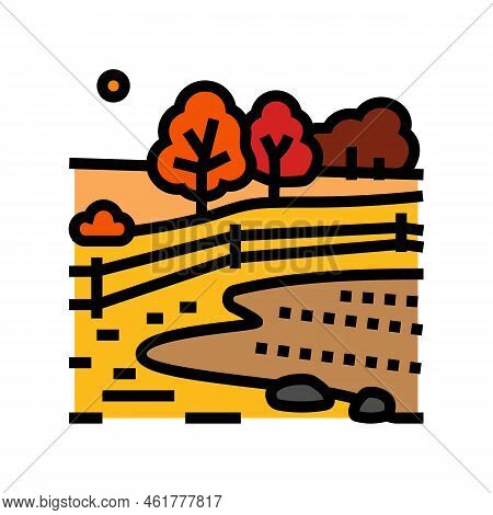Landskape Red Orange Autumn Color Icon Vector. Landskape Red Orange Autumn Sign. Isolated Symbol Ill