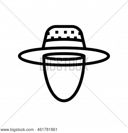 Straw Hat Summer Line Icon Vector. Straw Hat Summer Sign. Isolated Contour Symbol Black Illustration
