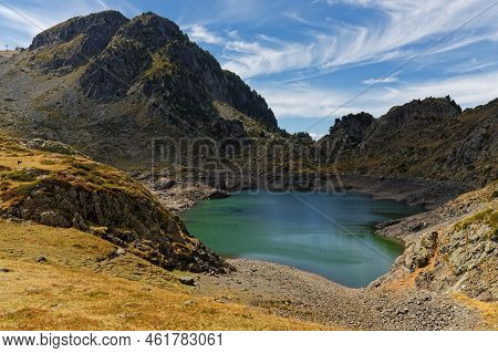 Lacs Robert And Peaks Landscape Of Forests And Mounts Around Leama Lake In Belledonne Mountain Range
