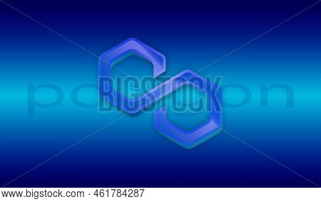 Polygon-matic  Virtual Currency Images. 3d Drawings. Coin Logo