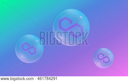 Polygon-matic  Virtual Currency Images. 3d Drawings. Coin Logo