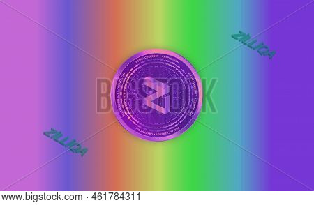 Zilliqa-zil Virtual Currency Images. 3d Illustrations. Coin Logo