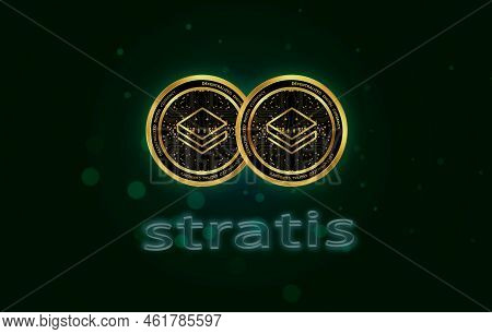 Stratis Virtual Currency Images. 3d Illustration. Coin Logo