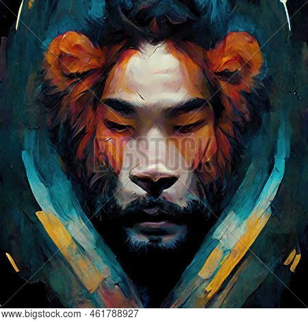 Lion Profile Picture As An Avatar For The Metaverse - Illustration Concept Art