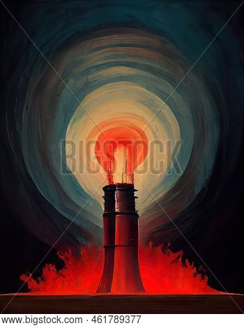 Cartoon Drawing About The Energy Crisis, - Concept