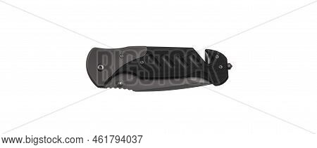Pocket Folding Knife With Sling Cutter And Cullet. Compact Metal Sharp Knife With A Folding Blade. I