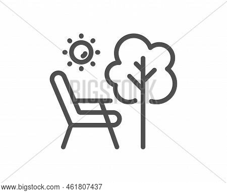 Deckchair Line Icon. Chair Furniture Sign. Camping Chair Symbol. Quality Design Element. Linear Styl