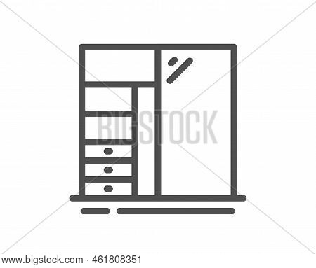 Cupboard Line Icon. Clothes Cabinet Sign. Closet Or Sliding Wardrobe Symbol. Quality Design Element.