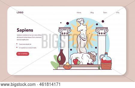 Polytheism Web Banner Or Landing Page. Ancient Greece Goddess