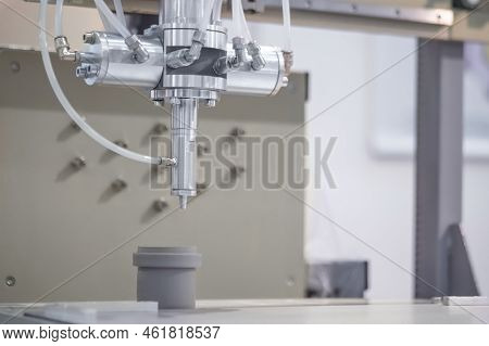 Foam Gasket Machine For Applying Sealing Material On Pvc Pipe At Factory, Exhibition. Automated Tech