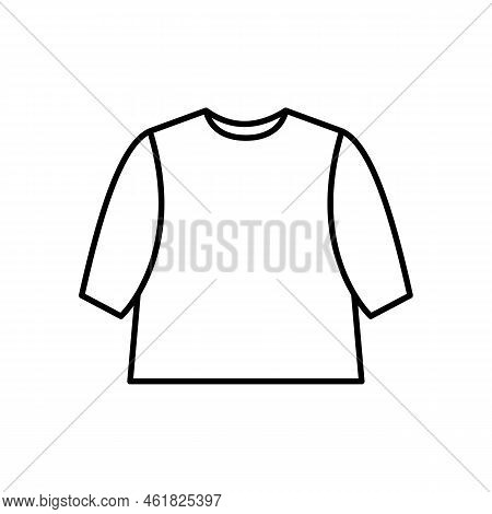 Baby Shirt With Long Sleeve Outline Vector Icon... Eps 10 Illustration On White. Front View Shirt...