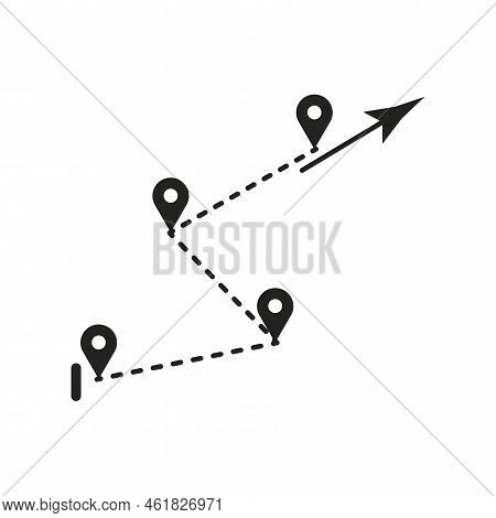 Pin Icon Path. Mark Location. Road Trip. Search Icon Vector. Tourism Concept. Vector Illustration. S