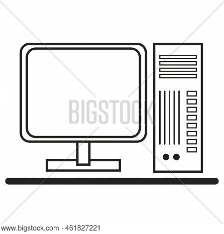 Computer Icon. Flat Pc Symbol. Internet Network Concept. Vector Illustration. Stock Image.