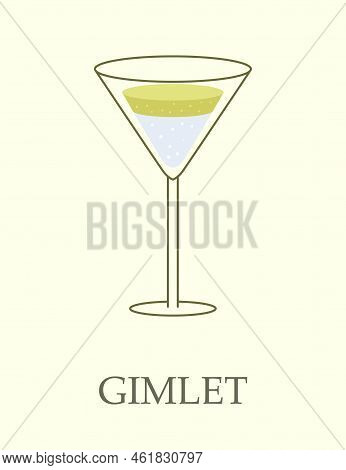 Alcoholic Cocktail In Goblet Concept. Refreshing Gimlet With Gin And Lime Juice. Popular Tasty Drink