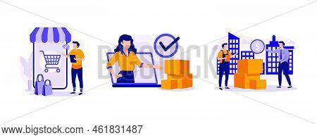 Purchase Process. Order Processed, Complete, Cash On Delivery, Online Store, E-commerce Website, Shi