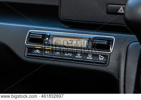 Novosibirsk, Russia - September 16 , 2022: Blue Suzuki Wagon R,  Conditioner And Air Flow Control In