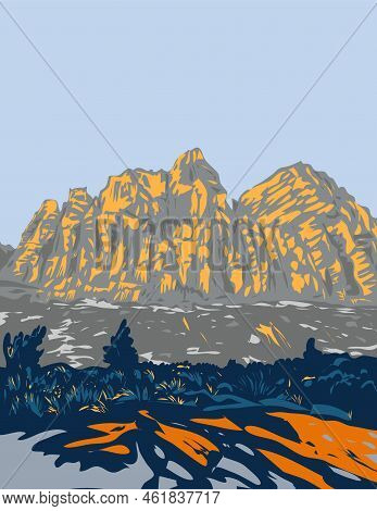 Wpa Poster Art Of Zion Canyon And Navajo Sandstone Mountains In Zion National Park Along The Zion Pa