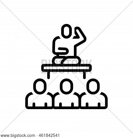 Black Line Icon For Telling Expressive Revealing Talk Leader Speak Discussion Speech Discourse Audie