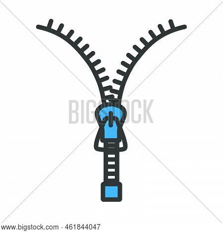 Sewing Zip Line Icon. Editable Bold Outline With Color Fill Design. Vector Illustration.