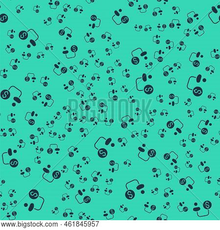 Black Human And Money Icon Isolated Seamless Pattern On Green Background. Concept Of Attracting Inve